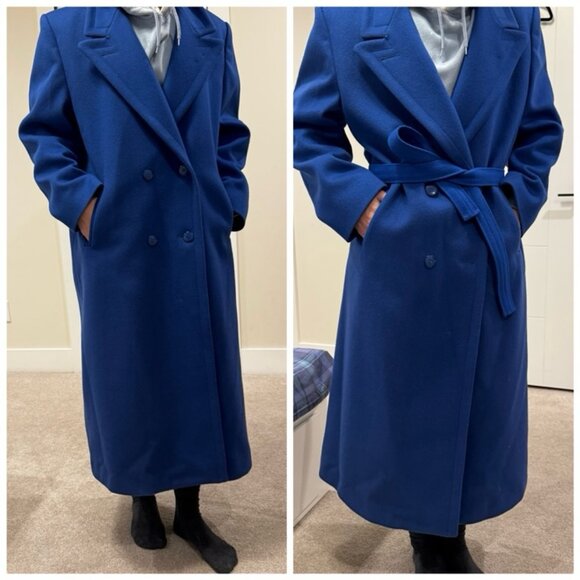 London Fog Wool Overcoat Royal Blue M L Oversized Quiet Luxury Elegant Classic - Picture 2 of 12